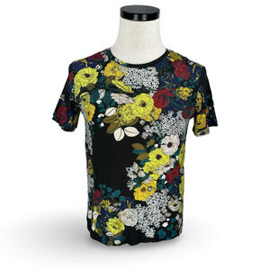 Sandro T-Shirt Womens 1 Multicolor Floral Print Crew Neck Short Sleeve Pullover